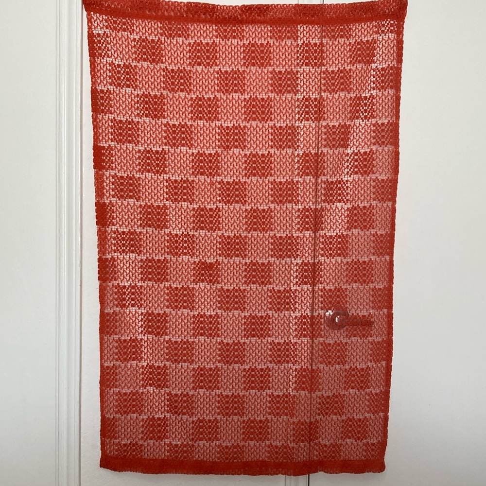Burnt Orange Lace Curtain 1 panel 48 inch. long by 32 inch. wide